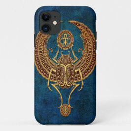 Winged ägyptischer Scarabäus-Käfer mit Ankh - Blau Case-Mate iPhone Hülle