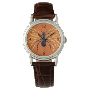 Winged Ameisen-Insekten-Liebhaber-brennende orange Armbanduhr