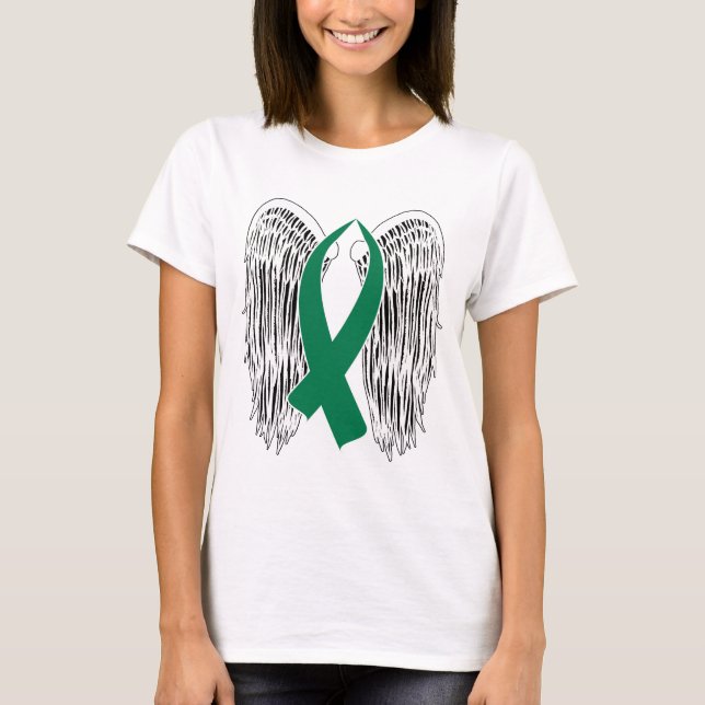 Winged Awareness Ribbon (grün) T-Shirt (Vorderseite)