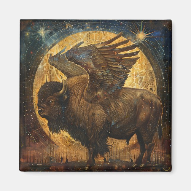 Winged Buffalo Bison Magnet (Vorne)
