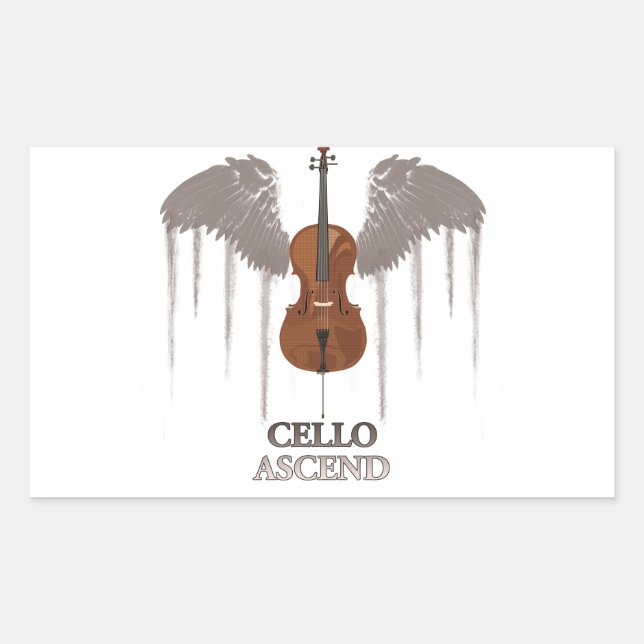 Winged Cello Ascend Design Rechteckiger Aufkleber (Vorderseite)