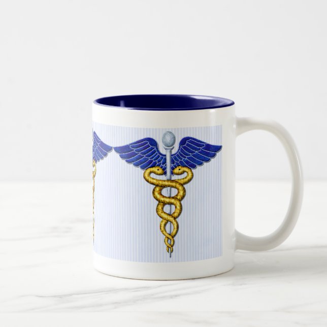 Winged Doctor Caduceus Zweifarbige Tasse (Rechts)
