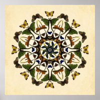Winged Earth Butterfly Kaleidoskop Art Poster