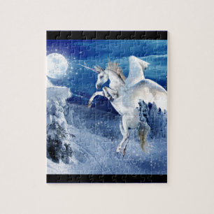 Winged Einhorn-Pegasus-Mond-Pferdeschnee Puzzle