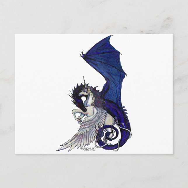 WINGED Einhorn und Drache Postkarte (Vorderseite)