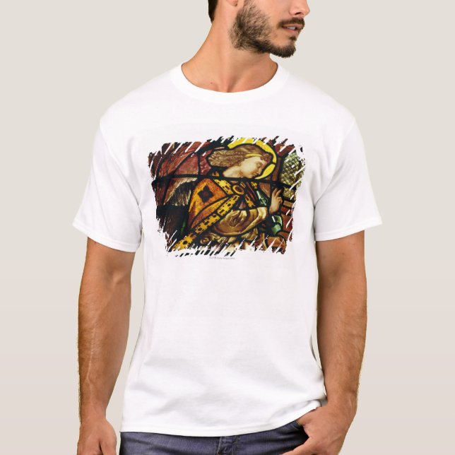 Winged Engel im Buntglasfenster T-Shirt (Vorderseite)