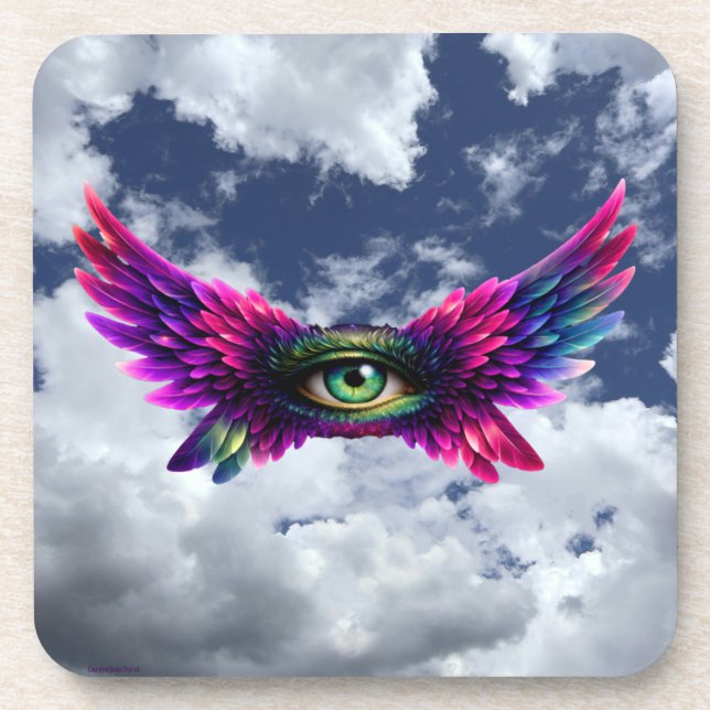 Winged Eye Protection Coaster – Mystische Kunst Getränkeuntersetzer (Vorderseite)
