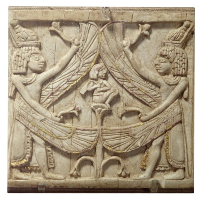 Winged Genies, Assyrian Zeitraum, c.750 BC Fliese (Vorderseite)