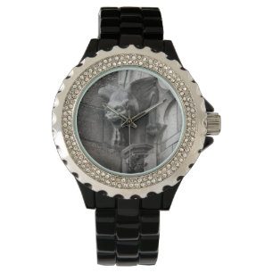 Winged Gothic Gargoyle Ladys Black Wristwatch Armbanduhr