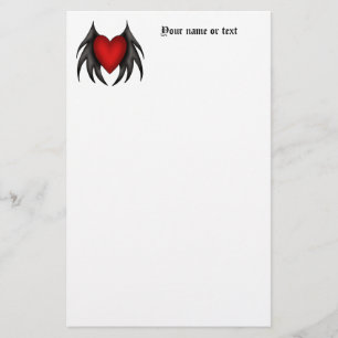 Winged gotisches niedliches rotes Herz ver 2 Briefpapier