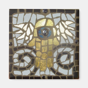 Winged Hamsa Gold mit blauem Auge Magnet