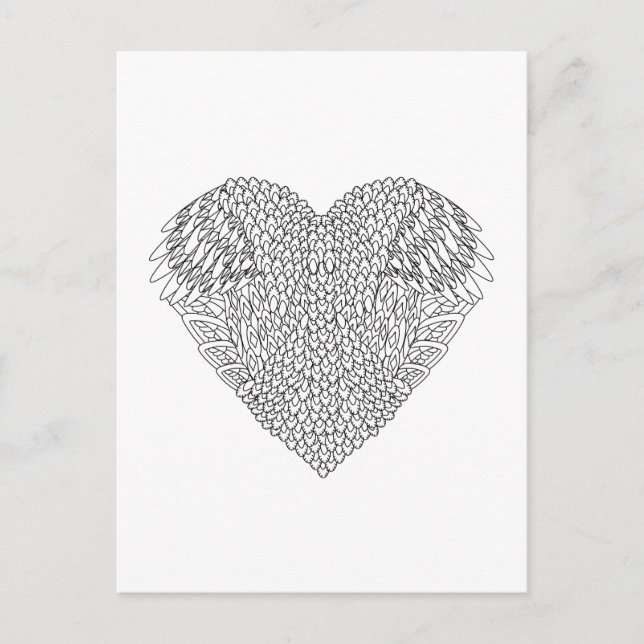 Winged Heart Doodle Postkarte (Vorderseite)