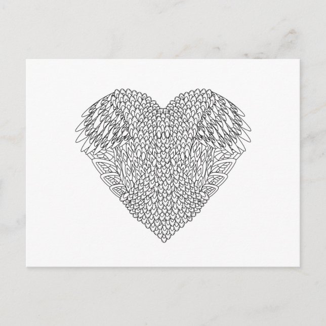 Winged Heart Doodle Postkarte (Vorderseite)