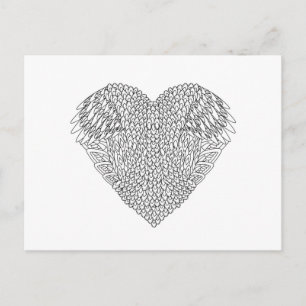 Winged Heart Doodle Postkarte