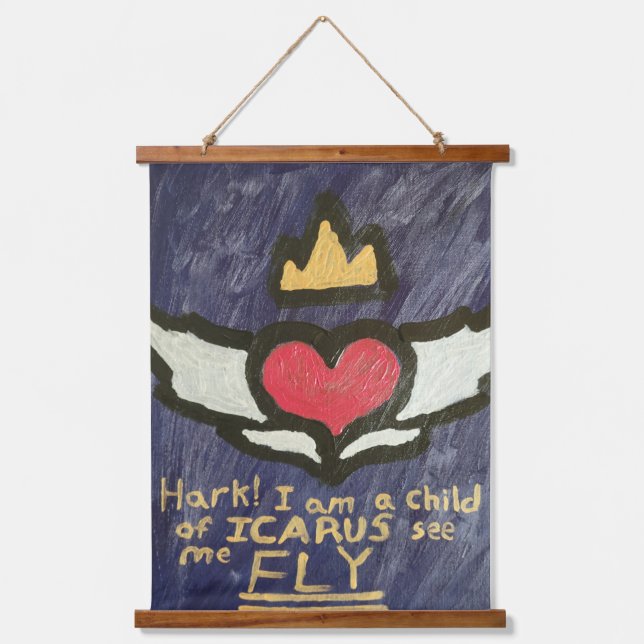 Winged Heart Wall Art Wandteppich Mit Holzrahmen (Vorderseite)