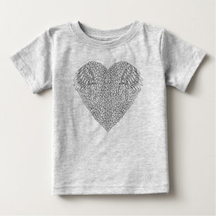 Winged Herz-Gekritzel Baby T-shirt