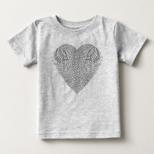 Winged Herz-Gekritzel Baby T-shirt (Vorderseite)