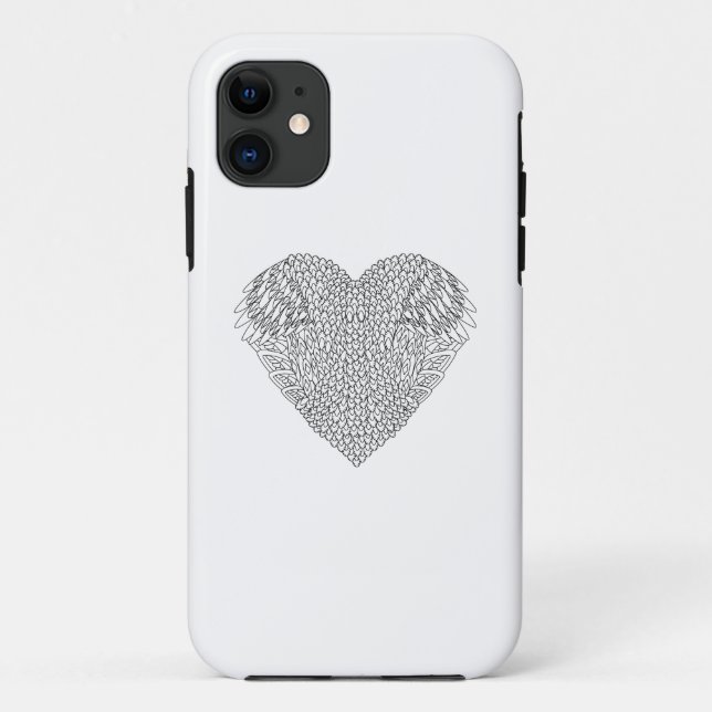 Winged Herz-Gekritzel Case-Mate iPhone Hülle (Rückseite)