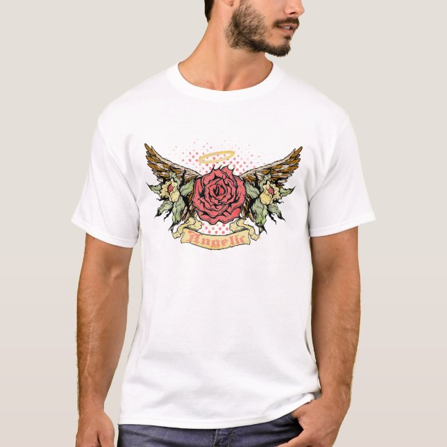 Winged himmlische Rose T-Shirt (Vorderseite)