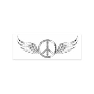 Winged Hippie-Friedenssymbol Thunder_Cove Gummistempel