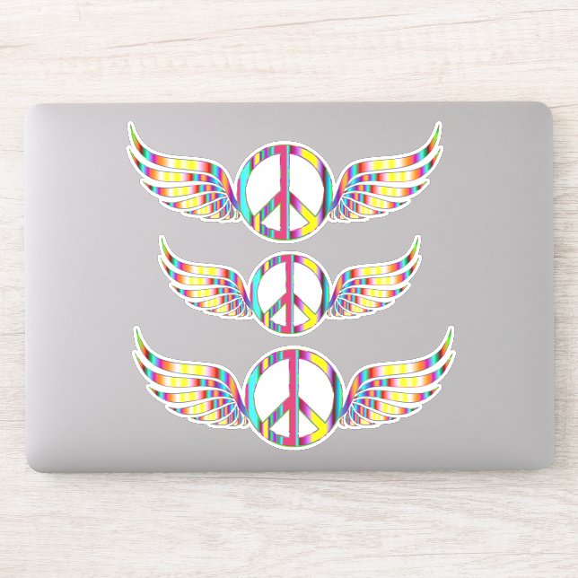 Winged Hippie Peace Symbol Thunder_Cove Aufkleber (Computer)