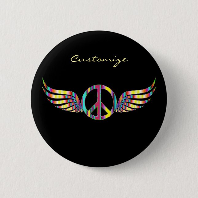 Winged Hippie Peace Symbol Thunder_Cove Button (Vorderseite)