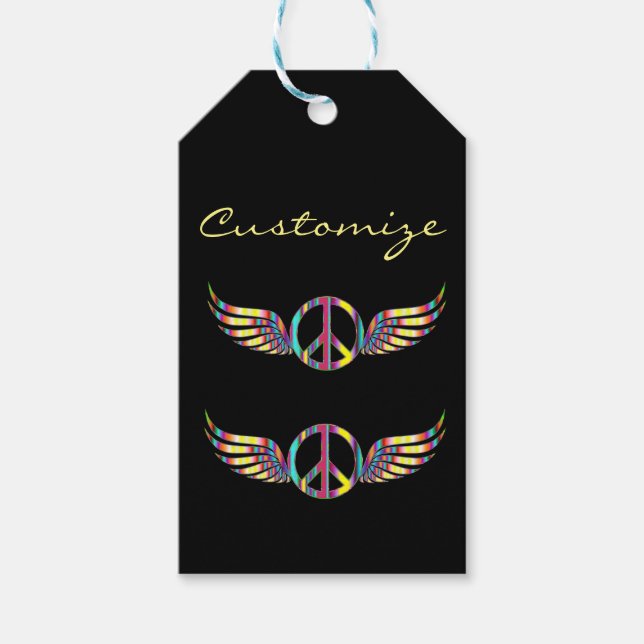 Winged Hippie Peace Symbol Thunder_Cove Geschenkanhänger (Vorderseite)