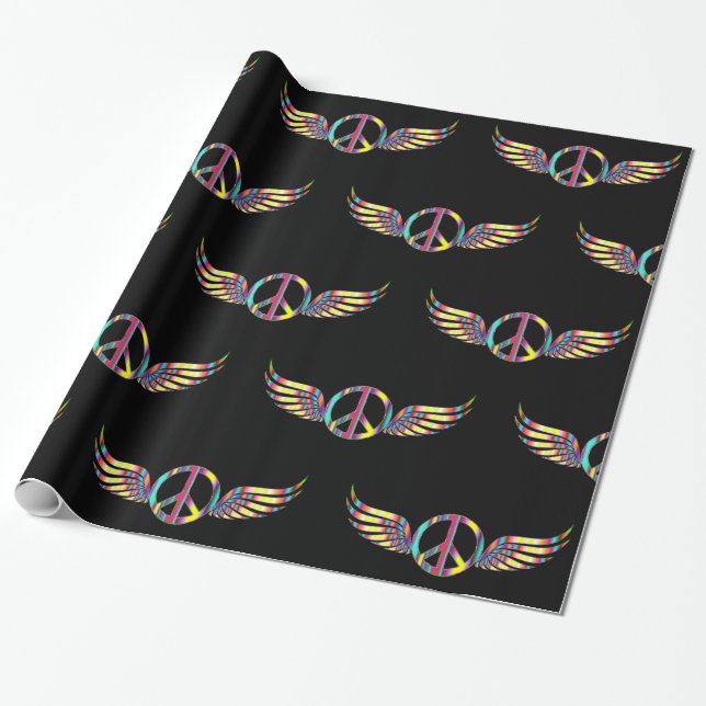 Winged Hippie Peace Symbol Thunder_Cove Geschenkpapier (Ungerollt)