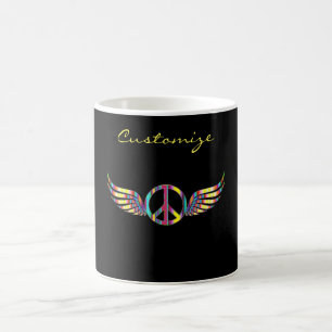 Winged Hippie Peace Symbol Thunder_Cove Kaffeetasse
