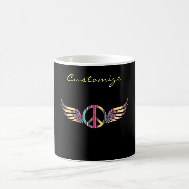Winged Hippie Peace Symbol Thunder_Cove Kaffeetasse (Mittel)