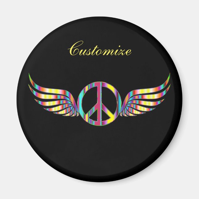 Winged Hippie Peace Symbol Thunder_Cove Magnet (Vorne)