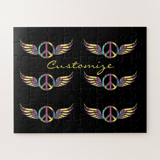 Winged Hippie Peace Symbol Thunder_Cove Puzzle (Horizontal)