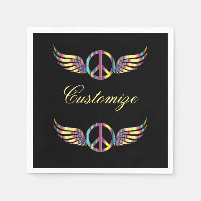 Winged Hippie Peace Symbol Thunder_Cove Serviette (Vorderseite)
