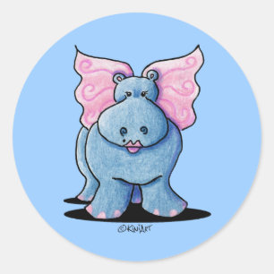 Winged Hippo Geschenk Klassischer Rundsticker Runder Aufkleber