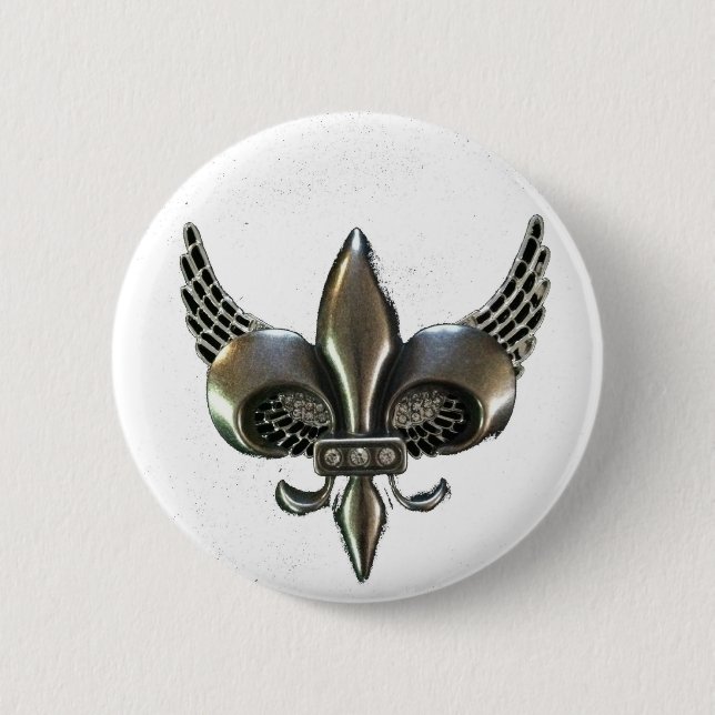 WINGED LILIE BEUNRUHIGTE ZINN BUTTON (Vorderseite)