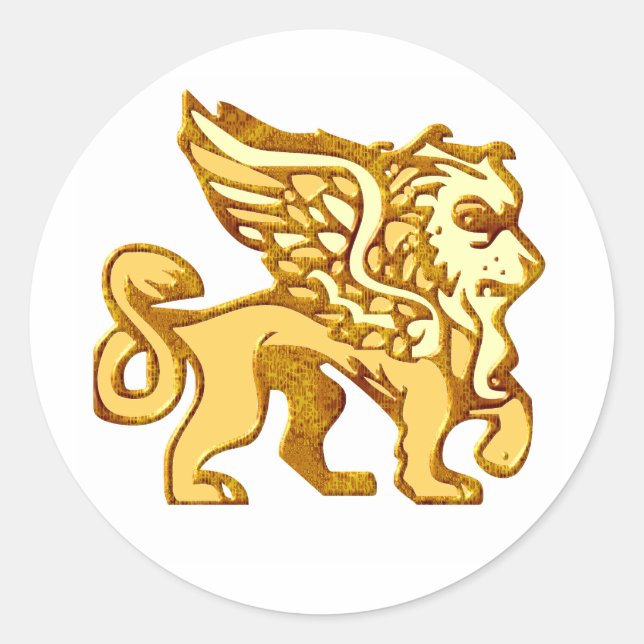 Winged Lion Runder Aufkleber (Vorderseite)