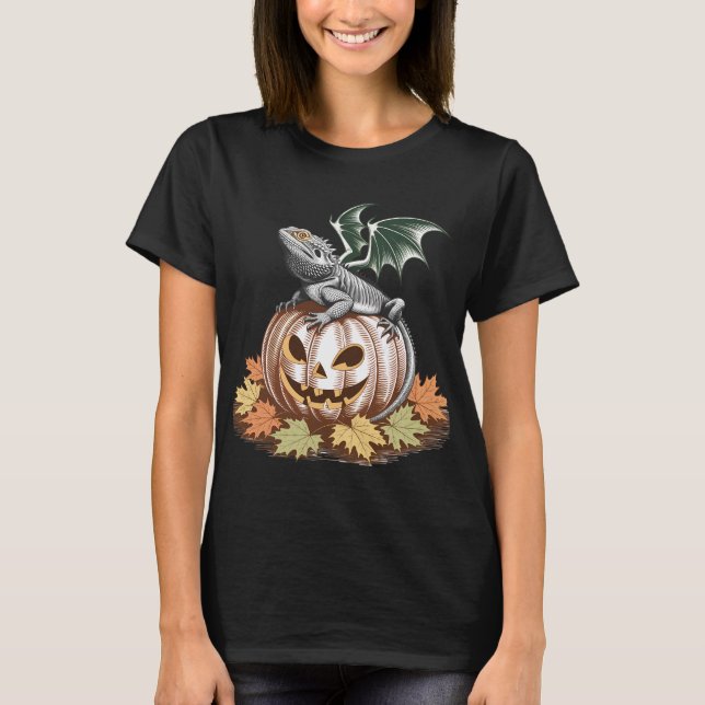 Winged Lizard on White Pumpkin T-Shirt (Vorderseite)