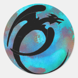 Winged Moon Serpent Runder Aufkleber