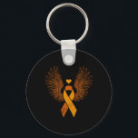 Winged Orange Ribbon Leukemia Blood Cancer Awarene Schlüsselanhänger<br><div class="desc">Winged Orange Ribbon Leukemia Blood Cancer Awareness</div>