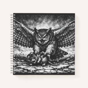 Winged Owl Sentinel von BurnsInHell Notizbuch