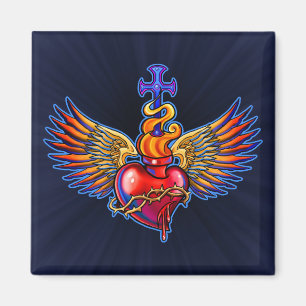 Winged Sacred Heart Design Magnet