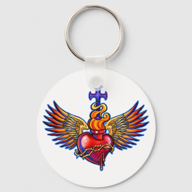 Winged Sacred Heart Design Schlüsselanhänger (Vorderseite)
