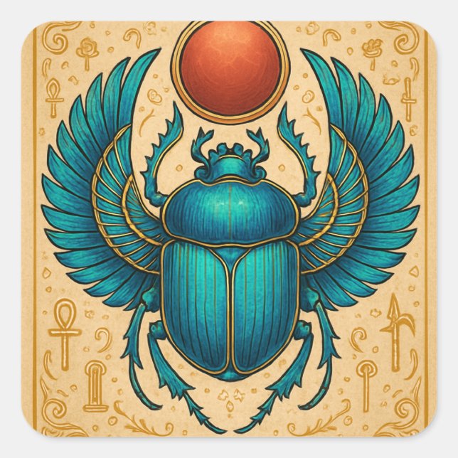 Winged Scarab Käfer ägyptischer Aufkleber (Vorderseite)