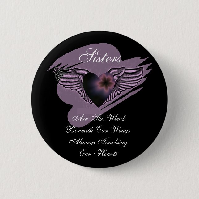 Winged Schwester-Herz Button (Vorderseite)