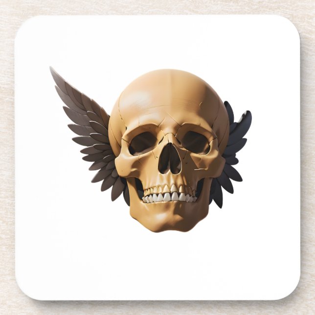Winged Skull Symbolizing Mortality and Freedom Getränkeuntersetzer (Vorderseite)