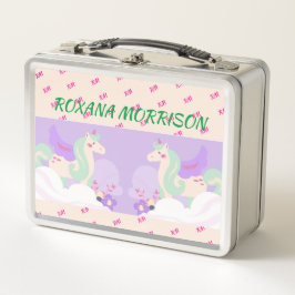 WINGED UNICORN GREEN PASTEL FARBEN Metal Lunchbox