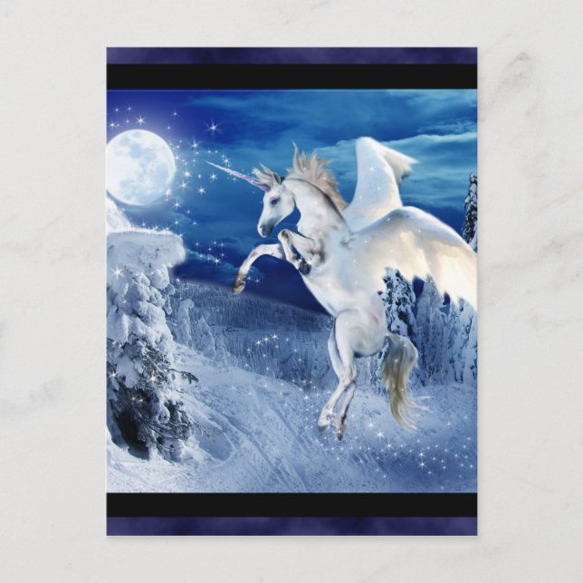 Winged Unicorn Pegasus Moon Horse Snows Tir'Rielle Postkarte (Vorderseite)
