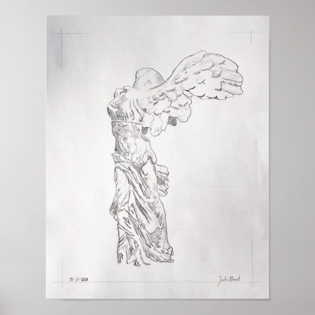 Winged Victory-Graphit zeichnend Poster (Vorne)