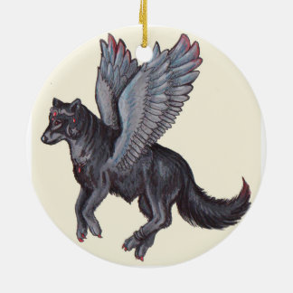 Winged Wolf Keramikornament