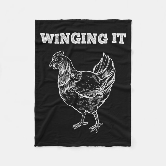 Winging It Funny Chicken Wings Lovers Quote  Fleecedecke (Vorderseite)
